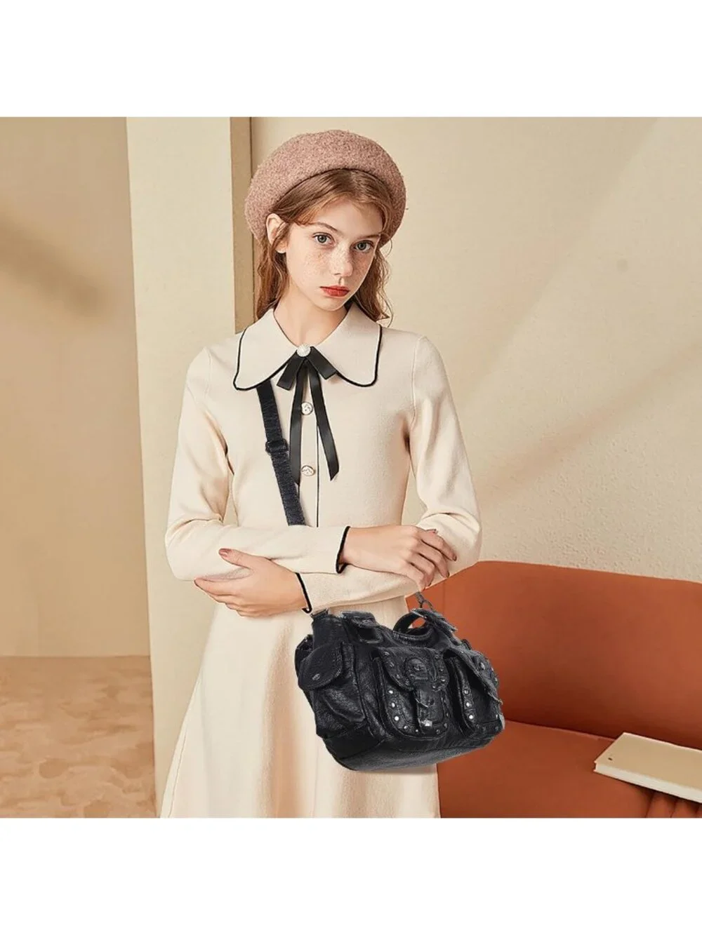 Stylish Multi-Pocket Hobo Bag for Women | Studded Shoulder Tote | Y2K Fashion